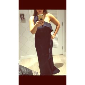 Calvin Klein Navy One Shoulder Gown